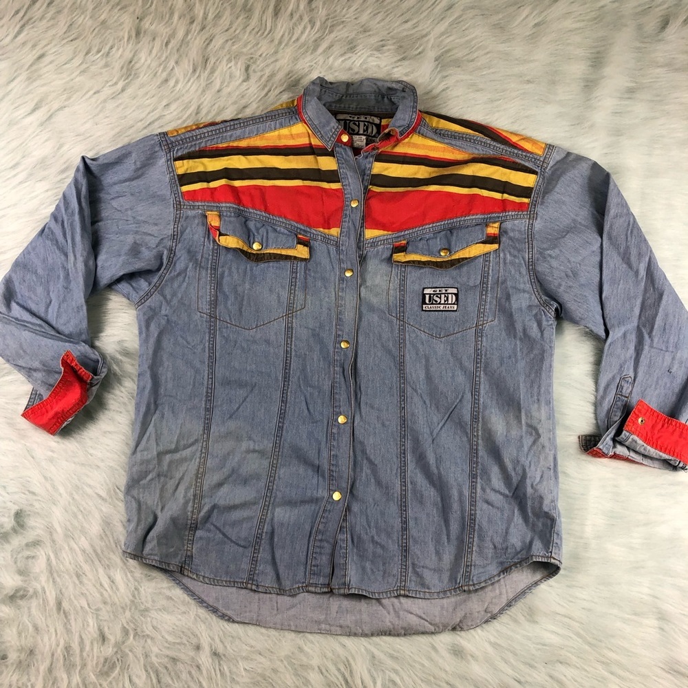 Get Used" by Elie denim shirt